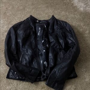 Guess Black Leather Moto Jacket